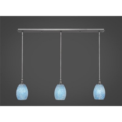Toltec Lighting Any 3 - Light Chandelier in  Brushed Nickel with 5" Turquoise Fusion Shade
