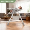 Foldable Baby High Chair - Adjustable PU Leather Seat with 5-Point Harness, Removable Tray & Locking Wheels for Toddlers - 4 of 4