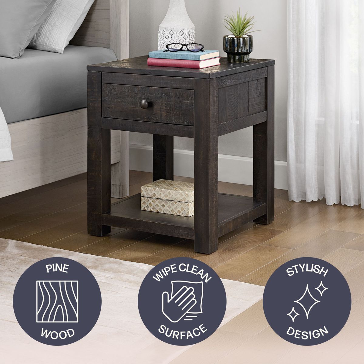 Alaterre Furniture 20-Inch End Table with Storage - thumbnail 2