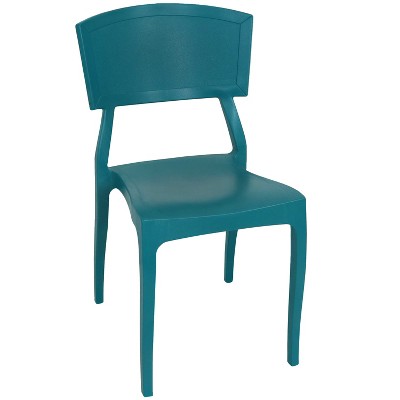 Sunnydaze Plastic All-Weather Commercial-Grade Elmott Indoor/Outdoor Patio Dining Chair, Teal