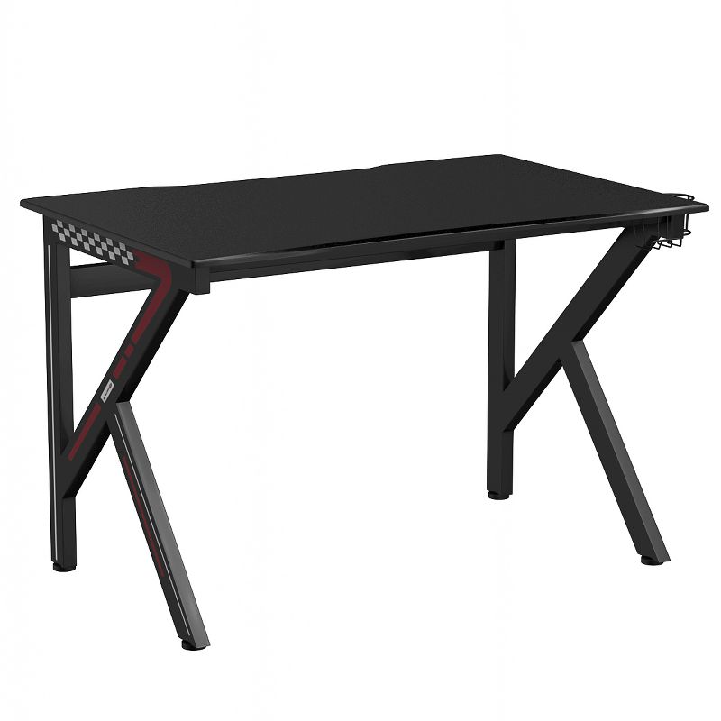 Costway Gaming Desk Gamers Computer Table E-Sports K-Shaped W/ Cup Holder Hook Home New, 5 of 9