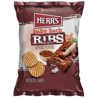 Herr's Baby Back Ribs Potato Chips - 1 Oz Bag (Pack of 12)