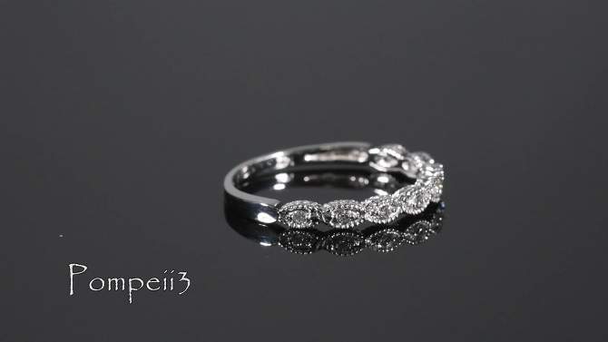 Pompeii3 1/10ct Vintage Diamond Wedding Ring 14K White Gold, 2 of 7, play video