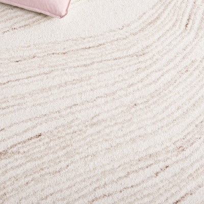 Ivory and Beige Hand-Tufted Wool Area Rug 6' x 9'