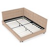 Full Size L Shape Corner Bed Frames with Backrest and Armrests, Velvet Upholstered Sofa Daybed for Small Room - 4 of 4