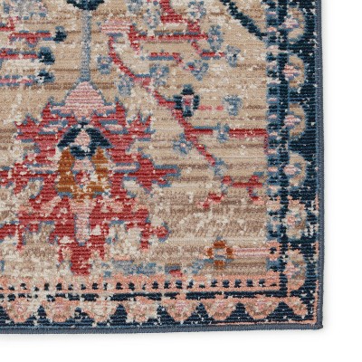 Elva Blue and Beige Rectangular Reversible Area Rug
