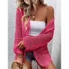 Coolmee Women's Cardigan Tie Front Shrug Midweight Knit Hollow Out Long Sleeve Cardigan - 3 of 4