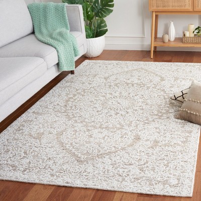 Ivory Hand-Tufted Wool and Synthetic 4' x 6' Area Rug