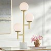 360 Lighting Rafael 30" Tall Large Modern Glam Luxe End Table Lamp 3-Light Gold Marble Metal Single White Globe Shade Living Room Bedroom Bedside - 2 of 4