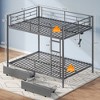 Greenstell Metal Bunk Bed Full Over Full Bed Frame with Storage Drawers & Charging Station and  LED Light ,with Safety Guardrail & Ladders Black - 2 of 4