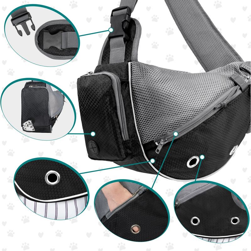 PetAmi Dog Sling Carrier, Puppy Purse Traveling Carrying Bag to Wear, Cat Adjustable Crossbody Travel Pet Pouch, 4 of 8