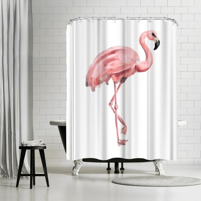 Americanflat Pink Painted Flamingo by Jetty Home 71" x 74" Shower Curtain