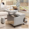 Homy Casa Square Storage Ottoman with Tufted Top and Nailhead Trim, Gray - 4 of 4