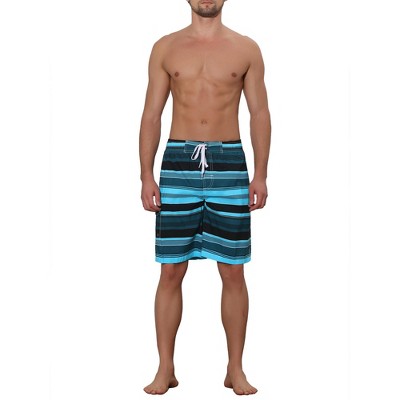 Lars Amadeus Men's Drawstring Stripes Printed Color Block Beach Long Board Shorts 36 Blue — фото 2