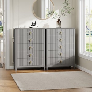 Fluted White Dresser for Bedroom, 43" Tall Storage Dresser Tower with 5 Drawers, Modern Chest of Drawers, Storage Organizer Unit for Closet, Entryway - 1 of 4
