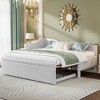 MAYEERTY Twin Size L-Shaped Upholstered Daybed, Pop Up Trundle, Bedroom, Beige - 2 of 4