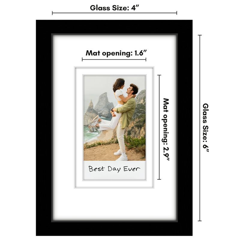 Americanflat 4x6 Mini Instant Photo Frame with Double White Mat - Display 2.1x3.4 Photos - Black, 4 of 8