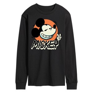 Men's - Disney - Mickey Peace Long Sleeve Graphic T-Shirt - 1 of 3