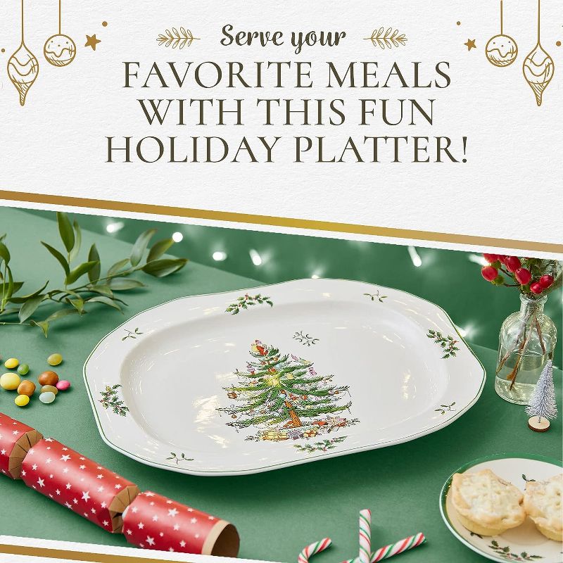 Spode Christmas Tree 14 Inch Sculpted Oval Platter, 5 of 9