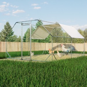 Large Metal Chicken Coop Chicken Run with Waterproof Cover, Outdoor Walk-in Poultry Cage, Duck Rabbit Enclosure Pen for Yard, Farm, Backyard - 1 of 4
