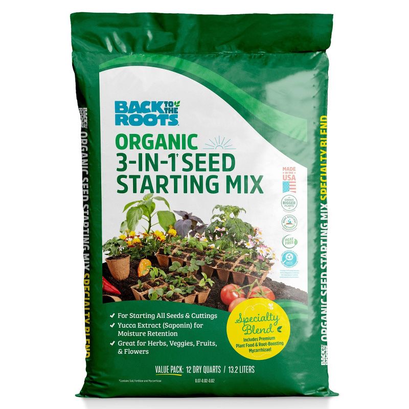 Back to the Roots 12qt Organic Seed Starting Mix Potting Soil, 1 of 15