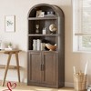 L-Shape Arched Bookcase with Doors Tall Bookshelf Farmhouse Bookcase Cabinet with Shelves Wooden Bookshelves - 3 of 4