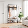31.5 in/39.4 In Hall Trees Entryway Bench w/ Storage, Multifunctional Hallway Organizer, Wood Look Accent Furniture w/ Metal Frame - 3 of 4