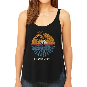 LA Pop Art Women's Premium Word Art Flowy Tank Top - Cities In San Diego - 1 of 4