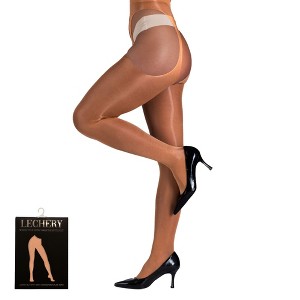 LECHERY Women's Lustrous Silky Shiny Sheer Suspender High-Waisted No Waistband Nylons Pantyhose Tights Stockings (1 Pair) - 1 of 4