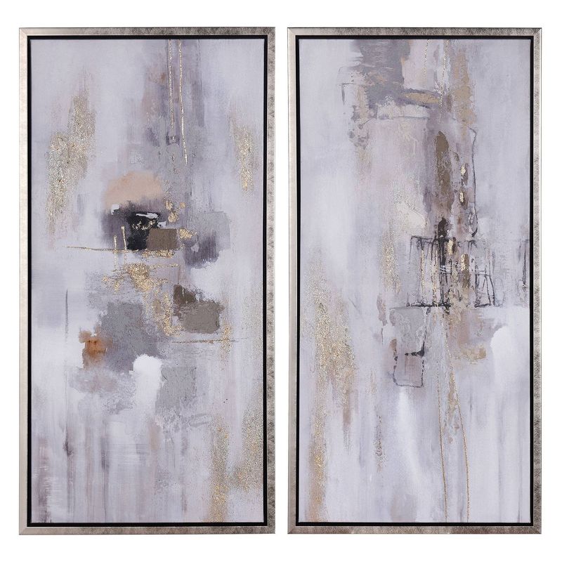 Set of 2 Neutral Smudge Hand Painted Canvas Wall Arts Black/Silver - StyleCraft, 1 of 7