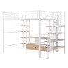 TIRAMISUBEST Full Size Loft Bed with Storage Staircase and Low Storage Table, Metal Loft Bedframe with Storage Shelves and Guardrails - 4 of 4