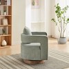 Modern Swivel Accent Chair with Open Back Comfy Sofa Chair With Weathered Base For Bedroom Living Room Upholstered Linen Arm Chair-The Pop Home - 3 of 4