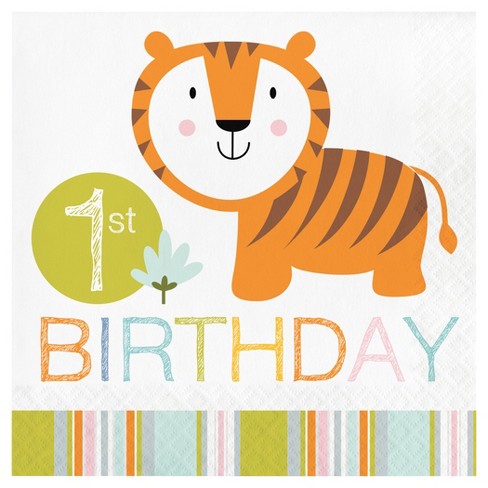 16ct Happy Jungle 1st Birthday Napkins Target