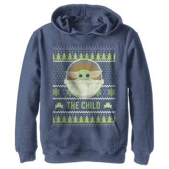 Boy's Star Wars The Mandalorian The Child Ugly Christmas Frog Pull Over Hoodie