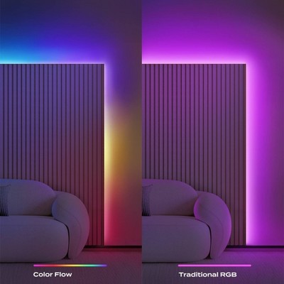 BrightLux 16.4' RGBIC Color Flow LED Tape Light with Remote Control