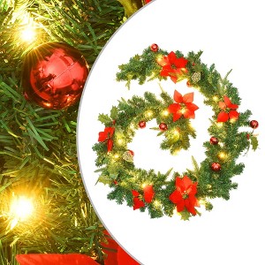 VidaXL Christmas Garland with LED Lights Green 8.9' PVC - 1 of 4