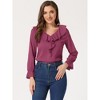 INSPIRE CHIC Women's Office Work Ruffle V Neck Long Sleeve Chiffon Peasant Blouse - 2 of 4