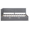 Twin Size Daybed with Trundle/2 Drawers and Rustic Guardrail, Grey/Brown-ModernLuxe - 4 of 4