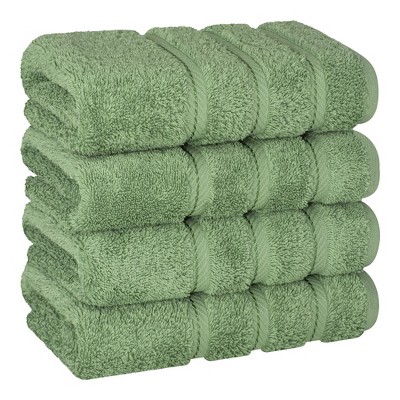 American Soft Linen 4 Pack Bath Towel Set, 100% Cotton, 27 inch by 54 inch  Bath Towels for Bathroom, Sage Green