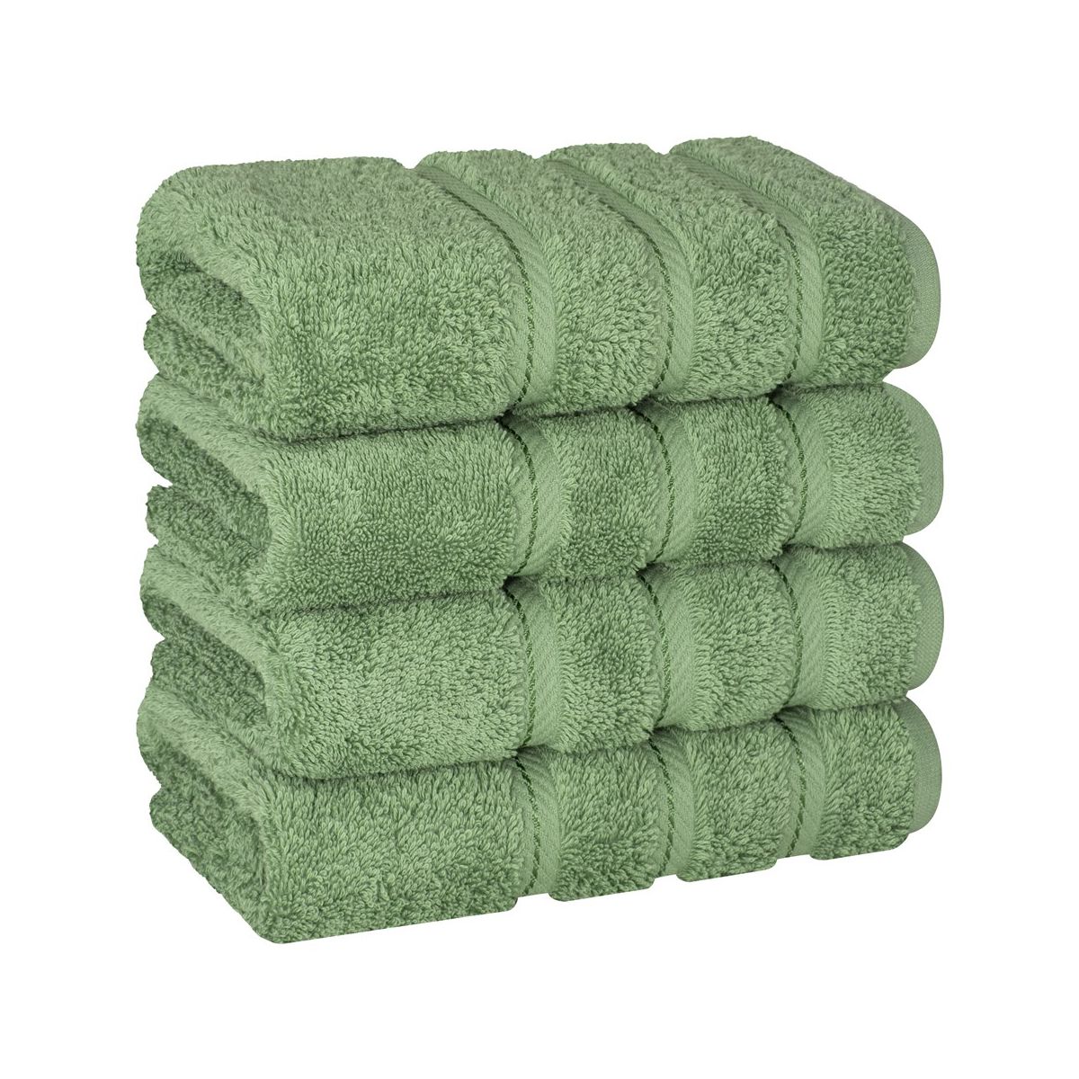 American Soft Linen 4 Pack Hand Towel Set, 100% Cotton, 16 inch by 28 inch, Hand Face Towels for Bathroom, Sage Green