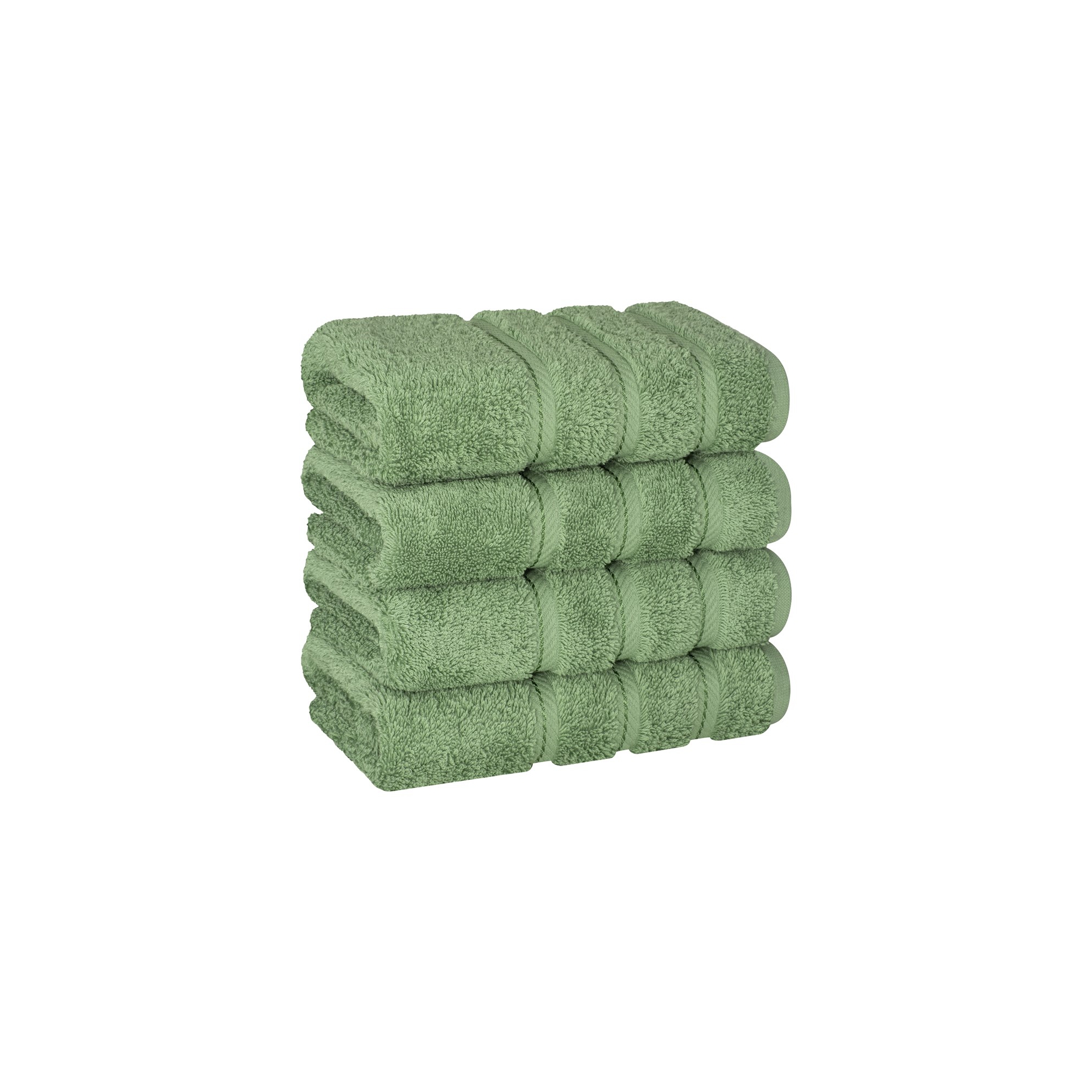American Soft Linen 4 Pack Hand Towel Set, 100% Cotton, 16 inch by 28 inch, Hand Face Towels for Bathroom, Sage Green