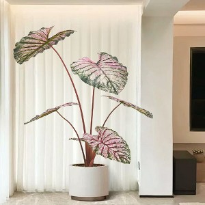 Artificial Caladium Plants,Fake Taro Plants in Pot,Indoor Fake Flower, Decoration Potted Fake Flower for Office Home Living Room Floor Patio Decor - 1 of 4