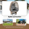 Outdoor Swivel Chair with Cushions, Rattan Egg Patio Chair with Rocking Function for Balcony, Poolside and Garden - 3 of 4