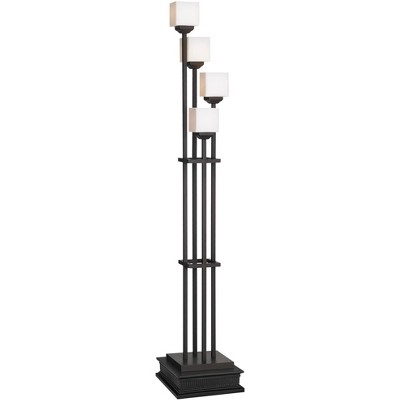 Franklin Iron Works Light Tree Bronze 4-Light Torchiere Floor Lamp with Riser