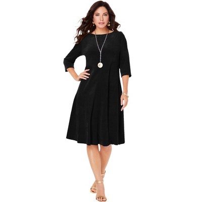 Roaman's Women's Plus Size Velour Swing Drape Dress