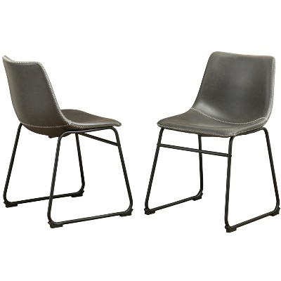 DOMETOUR Vintage PU Leather Dining Chairs Set of 2