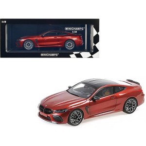 2020 BMW M8 Coupe Red Metallic with Carbon Top 1/18 Diecast Model Car by Minichamps - 1 of 4