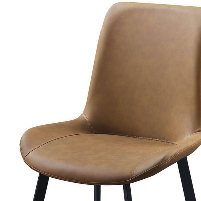 Abiram Brown Faux Leather and Metal Side Chair Set