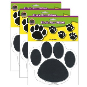 Teacher Created Resources Black Paw Prints Accents 30 Per Pack 3 Packs (TCR4277-3) - 1 of 2
