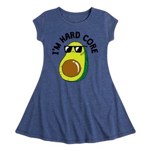 Girls' - Instant Message - I'm Hard Core Fit & Flair Cap Sleeve Graphic Dress - 1 of 4